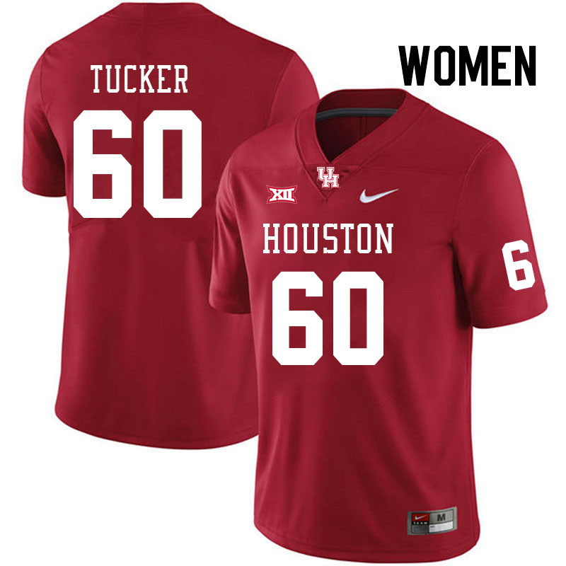 Women #60 Cross Tucker Houston Cougars College Football Jerseys Stitched Sale-Red - Click Image to Close